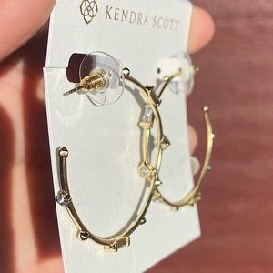 DISCONTINUED STYLE. Kendra Scott Gold with White Crystal Rhoan Hoops